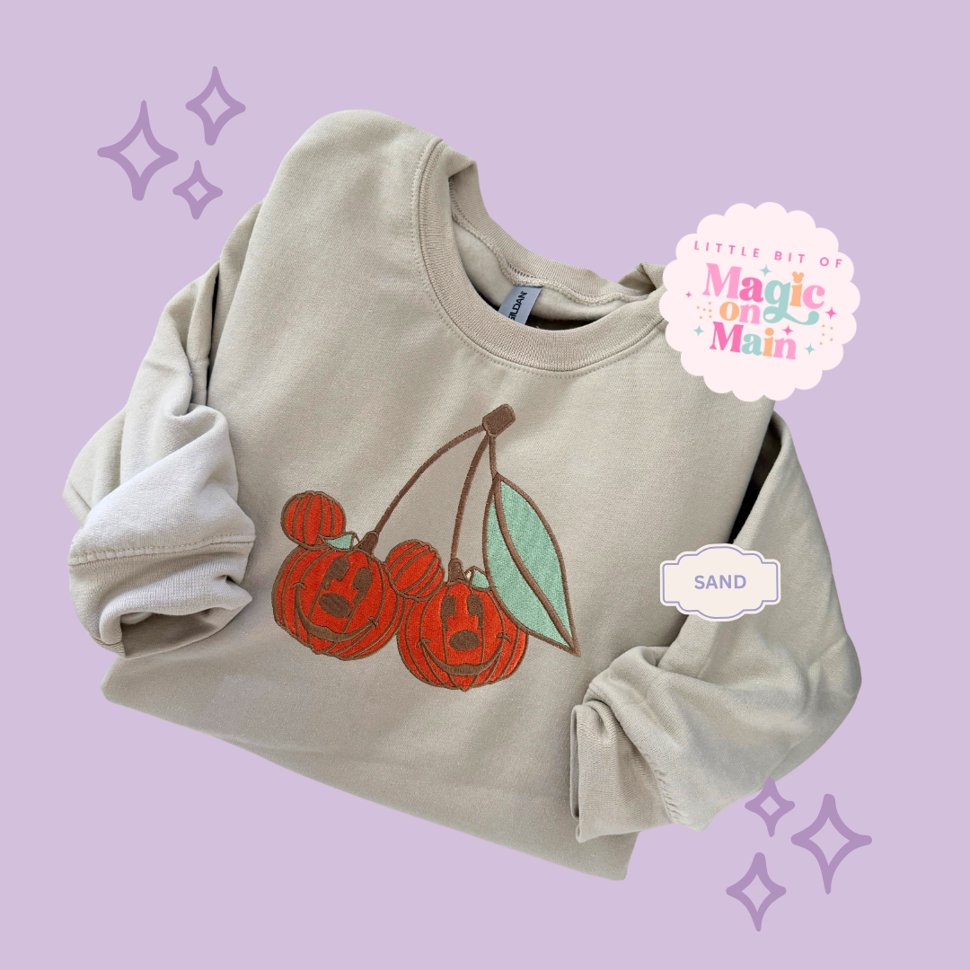 EMBROIDERED MICKEY PUMPKIN CHERRY - ADULT SWEATSHIRT