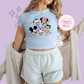 PRINTED MICKEY AND FRIENDS - WOMENS CROPPED RIBBED BABY TEE