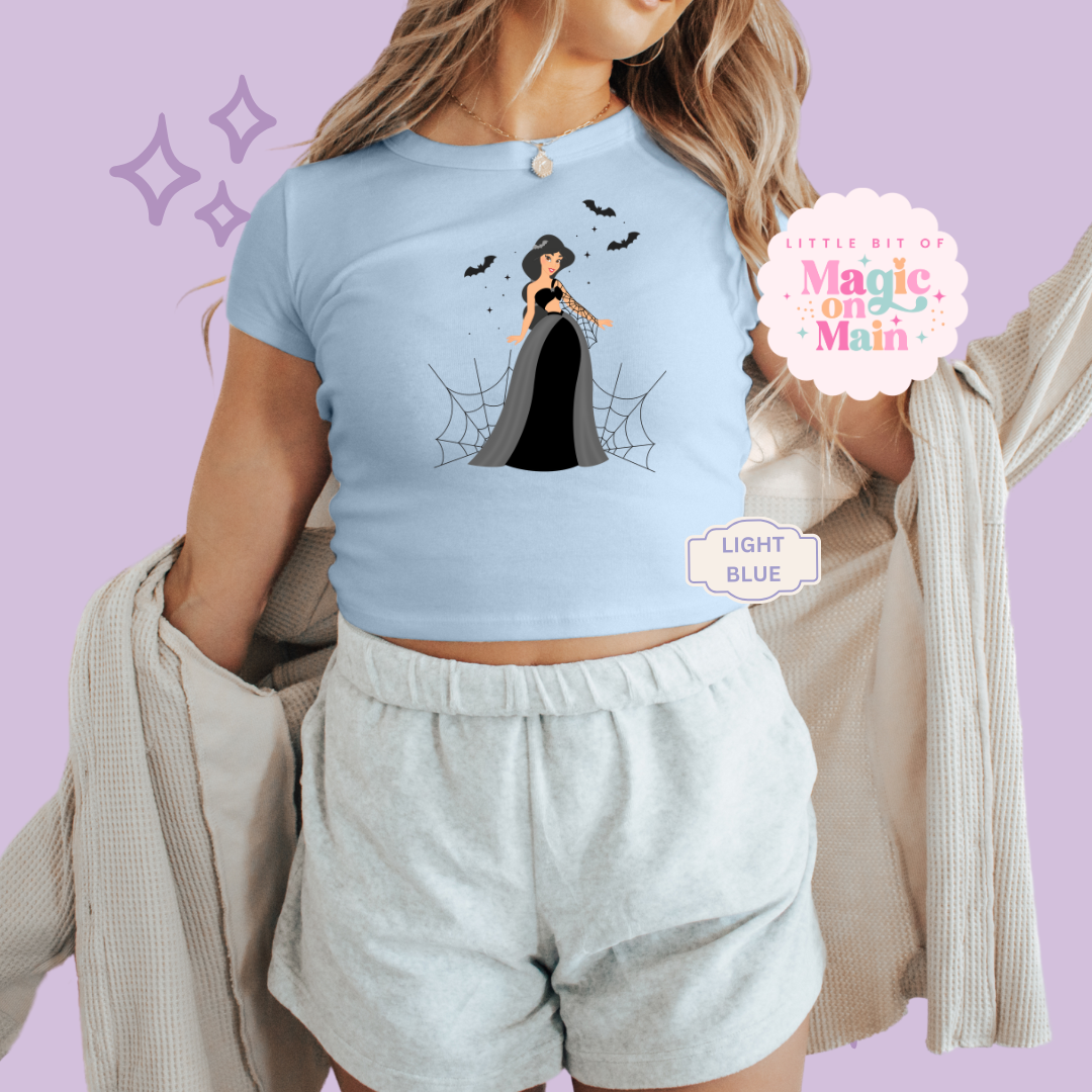 PRINTED SPOOKY JASMINE - WOMENS CROPPED RIBBED BABY TEE