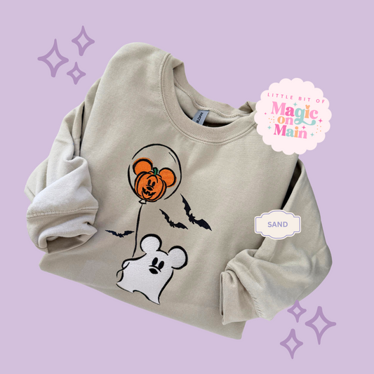 EMBROIDERED CLASSIC MICKEY GHOST - ADULT SWEATSHIRT
