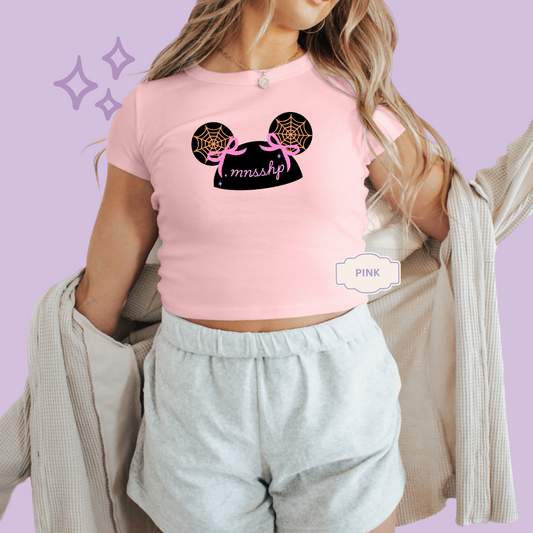 PRINTED HALLOWEEN PARTY HAT - EXCLUSIVE TO MoM - WOMENS CROPPED RIBBED BABY TEE