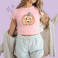 PRINTED ORANGE BIRD PUMPKIN - WOMENS CROPPED RIBBED BABY TEE