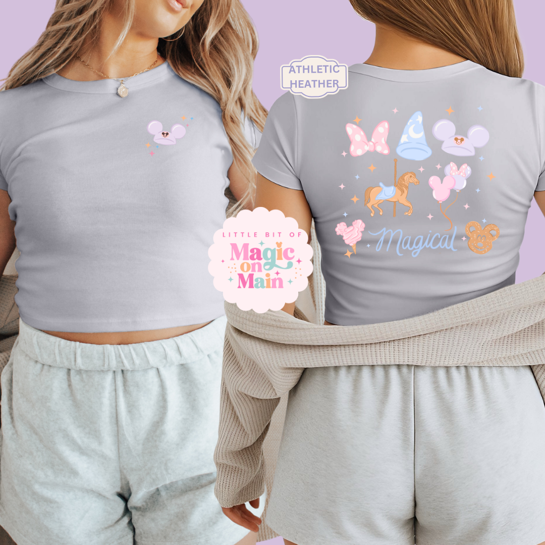 PRINTED MAGICAL FRONT AND BACK - EXCLUSIVE TO MoM - WOMENS CROPPED RIBBED BABY TEE