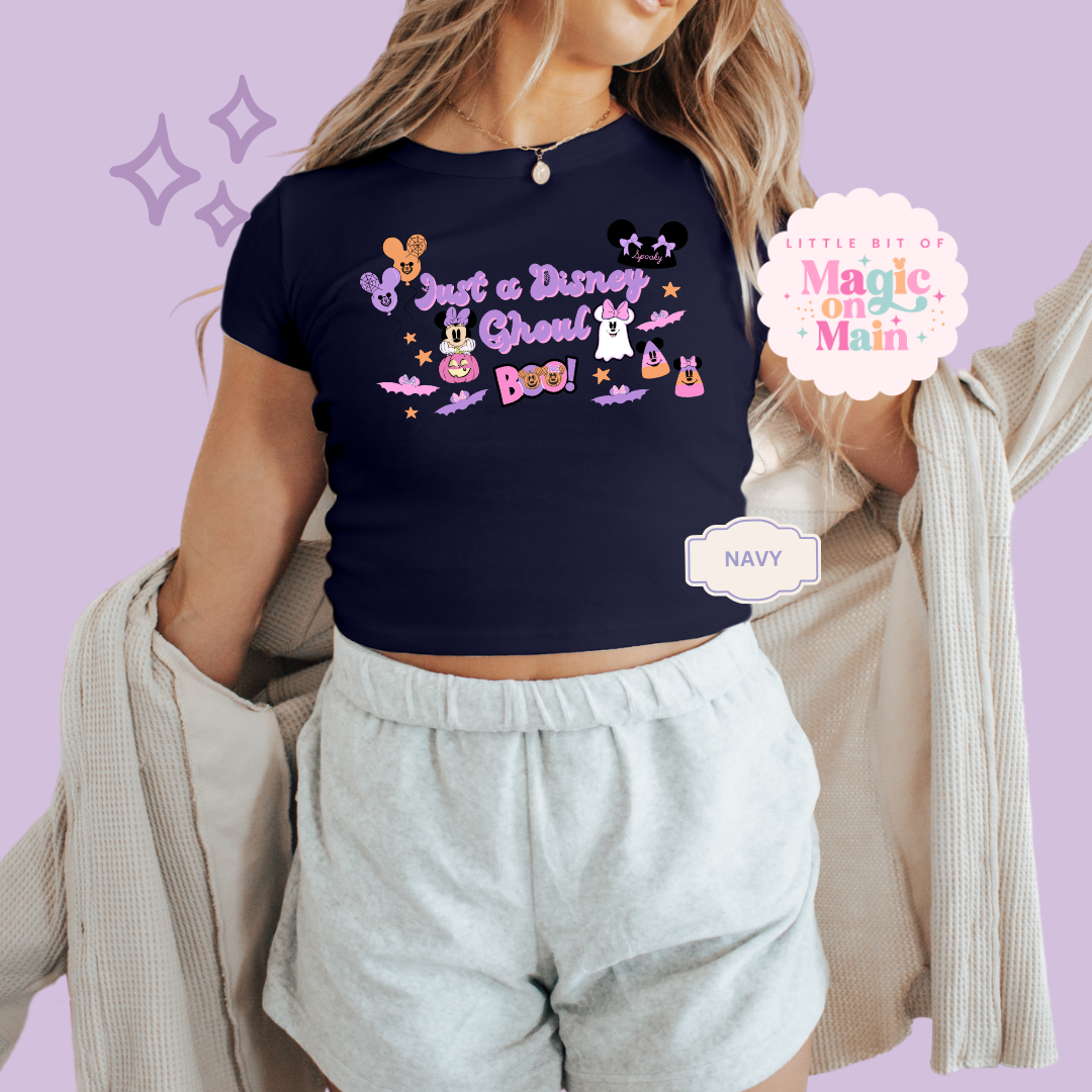 PRINTED JUST A GHOUL ELEMENTS - EXCLUSIVE TO MoM - WOMENS CROPPED RIBBED BABY TEE