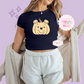 PRINTED POOH PUMPKIN - WOMENS CROPPED RIBBED BABY TEE