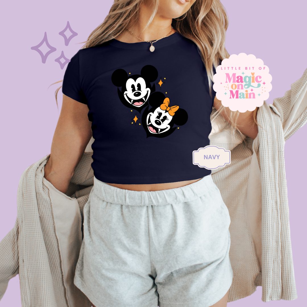 PRINTED VAMPIRES - WOMENS CROPPED RIBBED BABY TEE