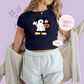 PRINTED MICKEY GHOST - WOMENS CROPPED RIBBED BABY TEE