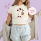 PRINTED GHOST MINNIE - WOMENS CROPPED RIBBED BABY TEE