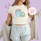 PRINTED MONSTER PUMPKINS - WOMENS CROPPED RIBBED BABY TEE