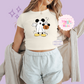 PRINTED MICKEY GHOST - WOMENS CROPPED RIBBED BABY TEE