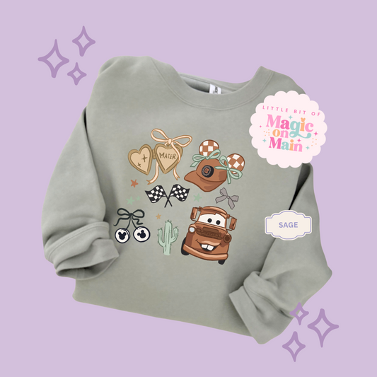 PRINTED BROWN TRUCK ELEMENTS COQUETTE - ADULT SWEATSHIRT
