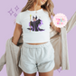 PRINTED MALEFICENT MINNIE - WOMENS CROPPED RIBBED BABY TEE