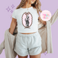 PRINTED JACK AND DOG - WOMENS CROPPED RIBBED BABY TEE