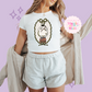 PRINTED OOGIE COQUETTE - WOMENS CROPPED RIBBED BABY TEE