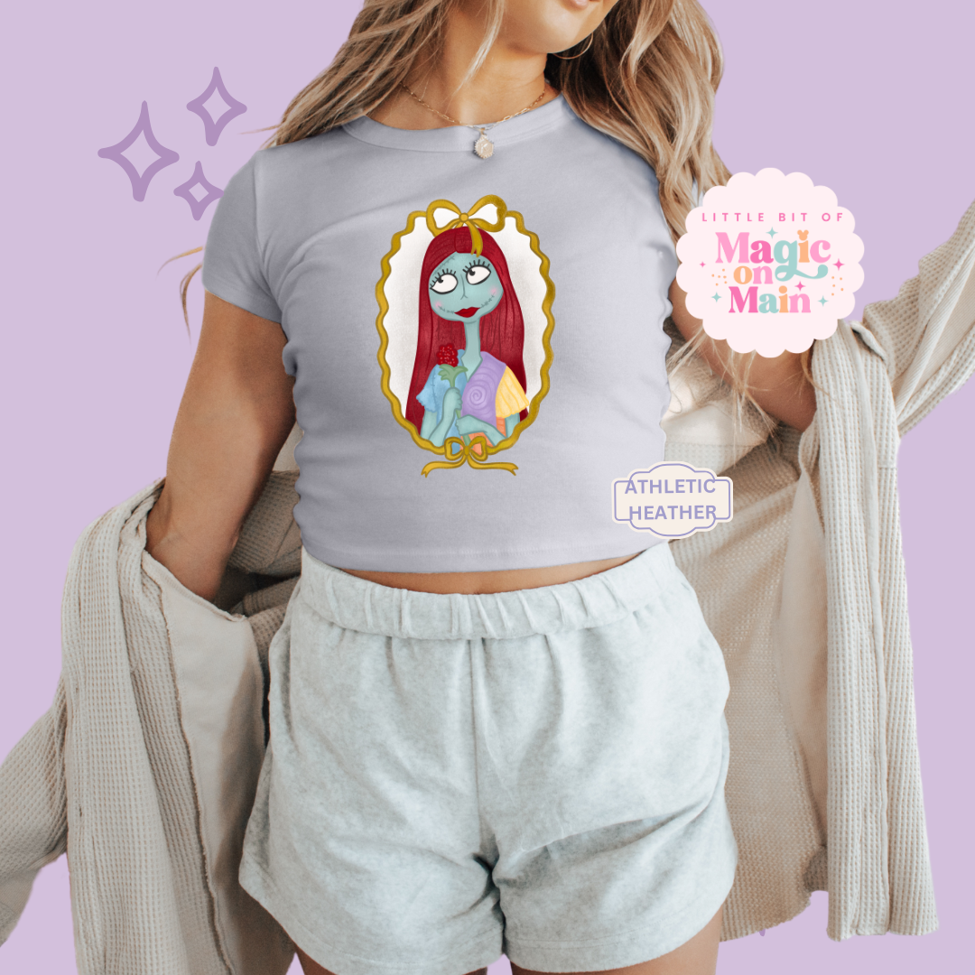 PRINTED SALLY - WOMENS CROPPED RIBBED BABY TEE