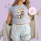 PRINTED JACK SALLY - WOMENS CROPPED RIBBED BABY TEE