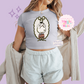 PRINTED OOGIE COQUETTE - WOMENS CROPPED RIBBED BABY TEE