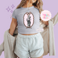 PRINTED JACK AND DOG - WOMENS CROPPED RIBBED BABY TEE