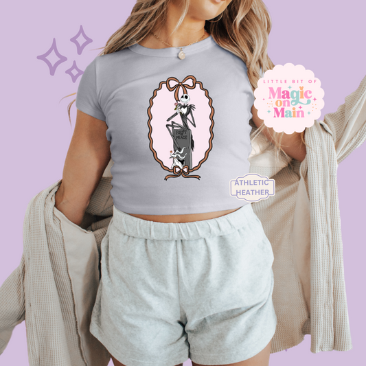 PRINTED JACK AND DOG - WOMENS CROPPED RIBBED BABY TEE