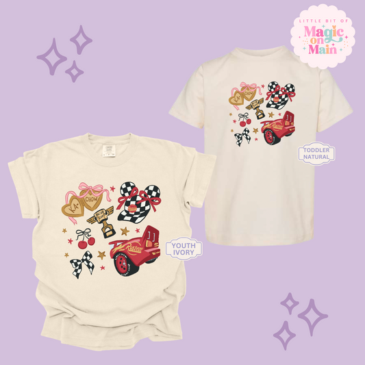 PRINTED RED CAR ELEMENTS COQUETTE - YOUTH/TODDLER