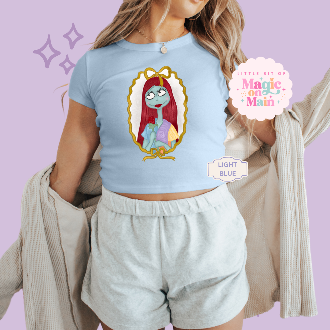PRINTED SALLY - WOMENS CROPPED RIBBED BABY TEE