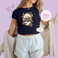 PRINTED RUSTY TRUCK COQUETTE  - WOMENS CROPPED RIBBED BABY TEE