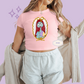 PRINTED SALLY - WOMENS CROPPED RIBBED BABY TEE