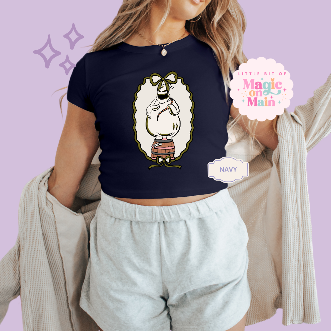 PRINTED OOGIE COQUETTE - WOMENS CROPPED RIBBED BABY TEE