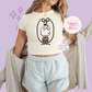 PRINTED OOGIE COQUETTE - WOMENS CROPPED RIBBED BABY TEE