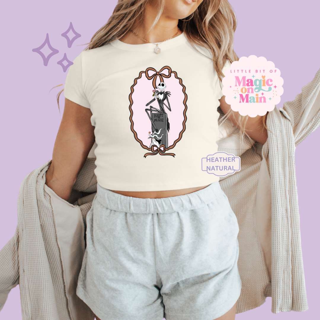 PRINTED JACK AND DOG - WOMENS CROPPED RIBBED BABY TEE