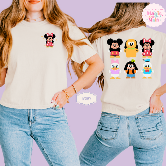 STUFFED CHARACTERS FRONT AND BACK PRINT - MINNIE - WOMENS BOXY T-SHIRT
