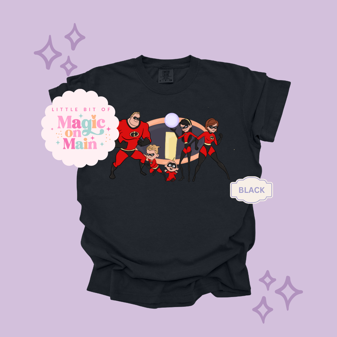 PRINTED SUPER HERO FAMILY NO SPARKLE - EXCLUSIVE TO MoM - ADULT T-SHIRT