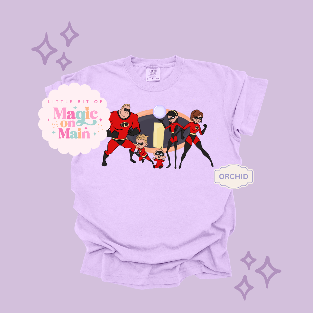 PRINTED SUPER HERO FAMILY NO SPARKLE - EXCLUSIVE TO MoM - ADULT T-SHIRT