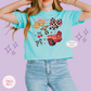 PRINTED RED CAR ELEMENTS COQUETTE - WOMENS BOXY T-SHIRT