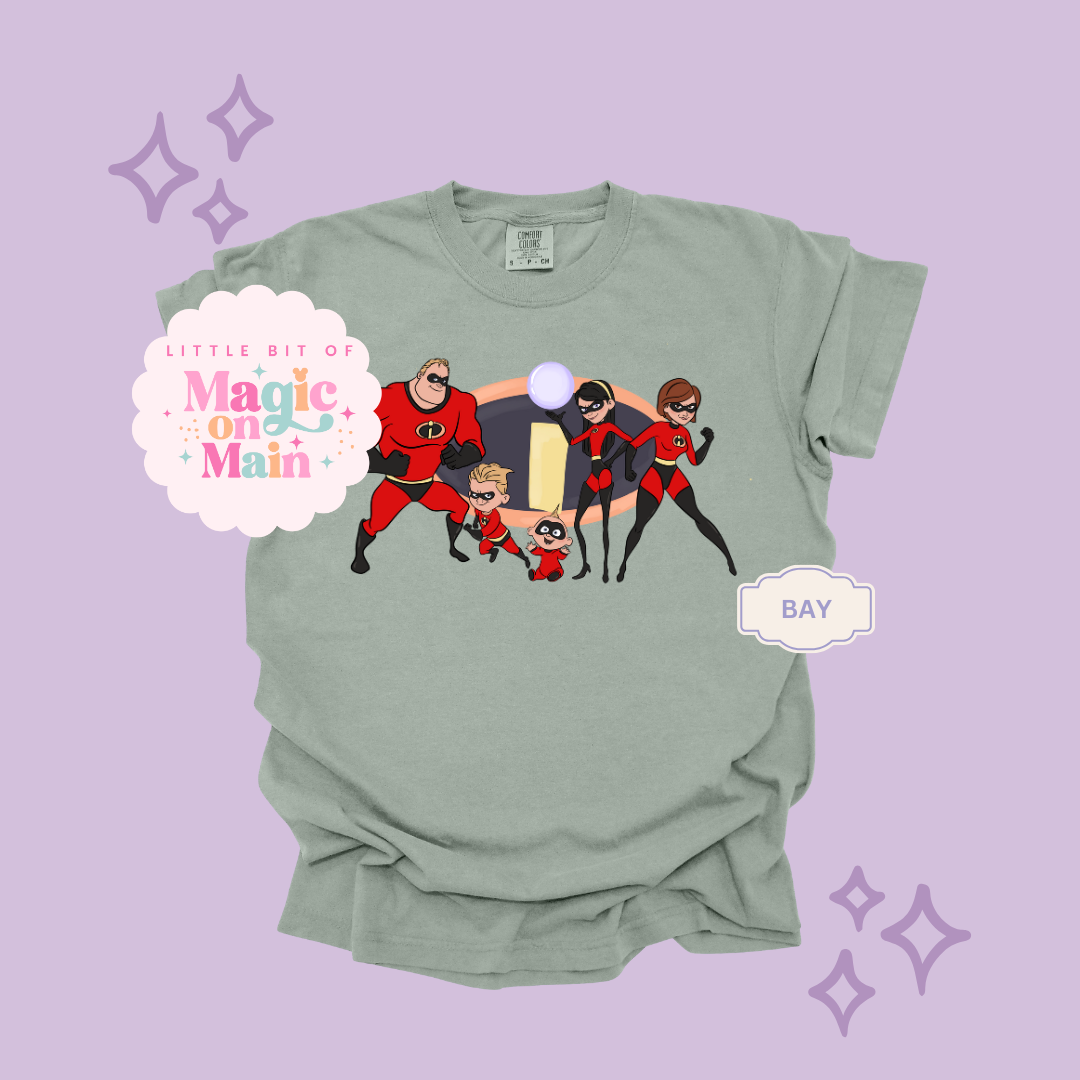 PRINTED SUPER HERO FAMILY NO SPARKLE - EXCLUSIVE TO MoM - ADULT T-SHIRT