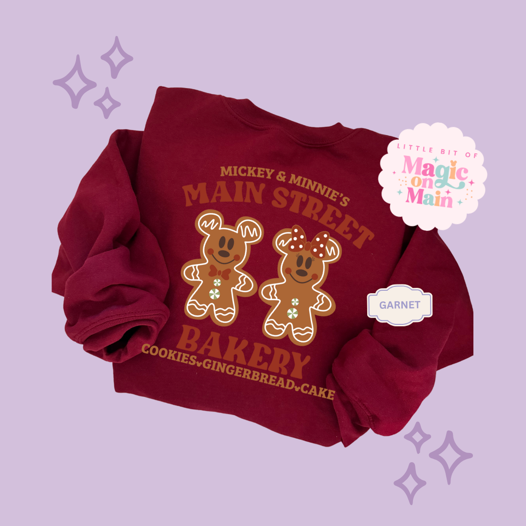 PRINTED MAIN STREET BAKERY RED  - ADULT SWEATSHIRT