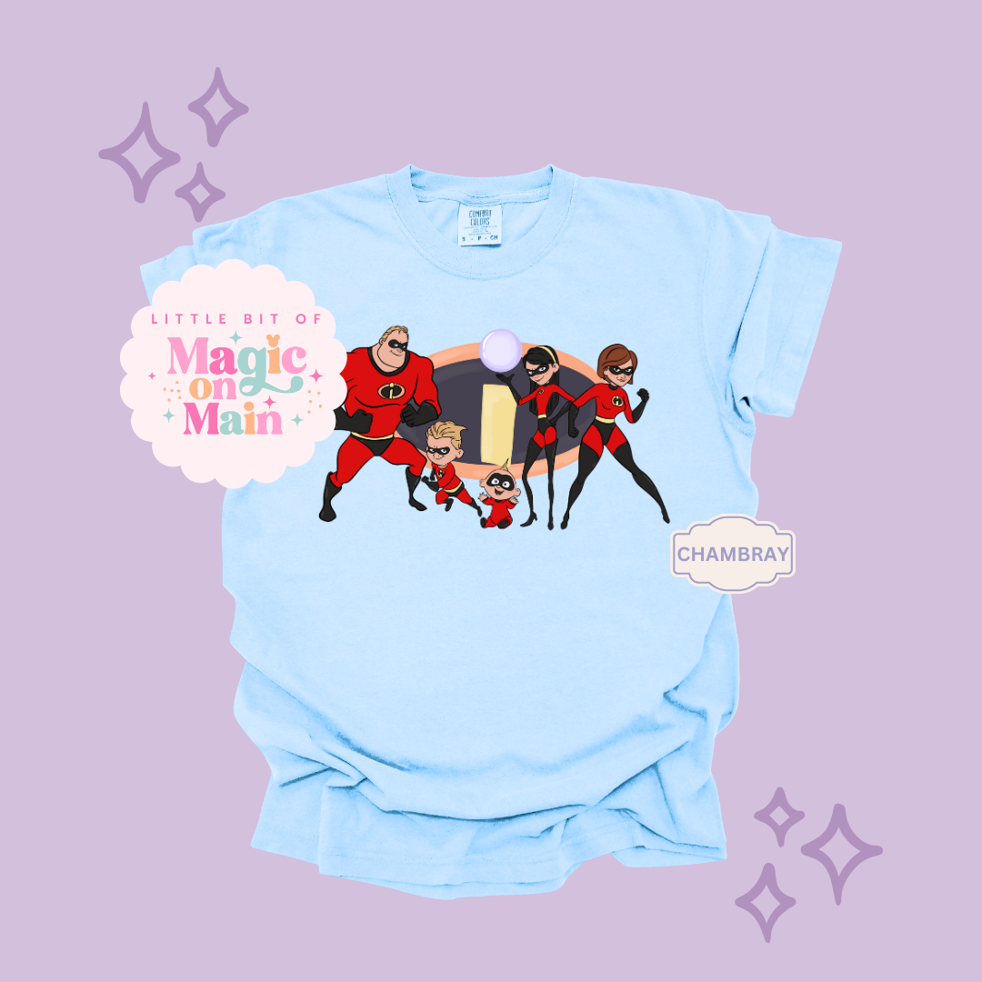 PRINTED SUPER HERO FAMILY NO SPARKLE - EXCLUSIVE TO MoM - ADULT T-SHIRT