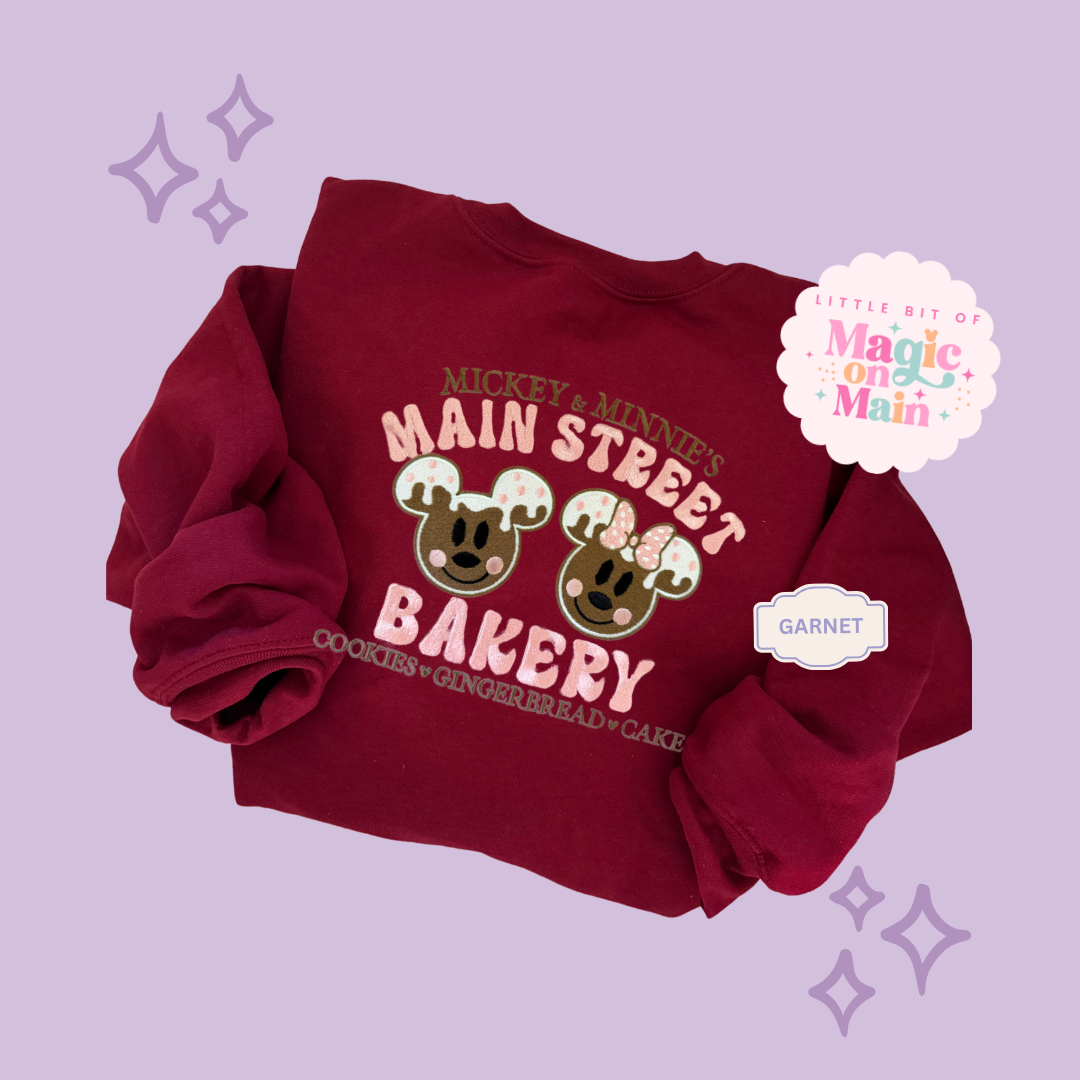 EMBROIDERED MAIN STREET BAKERY PINK - ADULT SWEATSHIRT