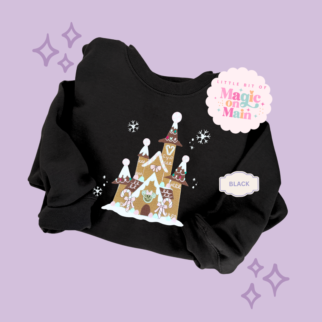 EMBROIDERED GINGERBREAD CASTLE - EXCLUSIVE TO MoM - ADULT SWEATSHIRT