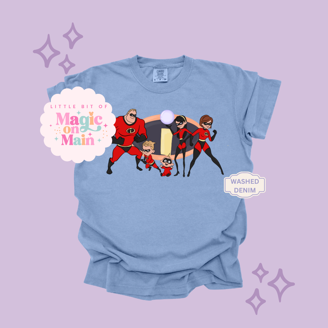 PRINTED SUPER HERO FAMILY NO SPARKLE - EXCLUSIVE TO MoM - ADULT T-SHIRT