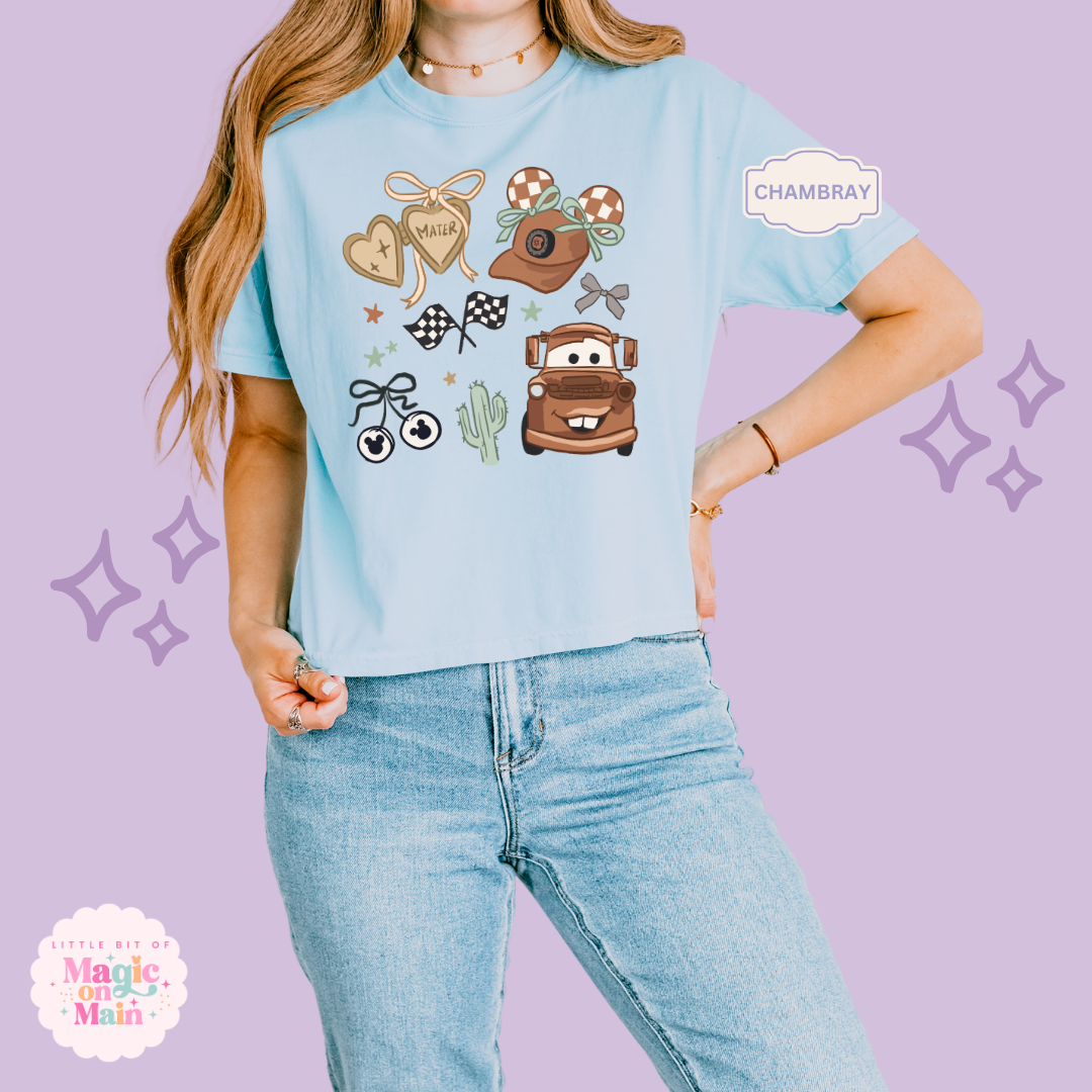 PRINTED BROWN TRUCK COQUETTE - WOMENS BOXY T-SHIRT
