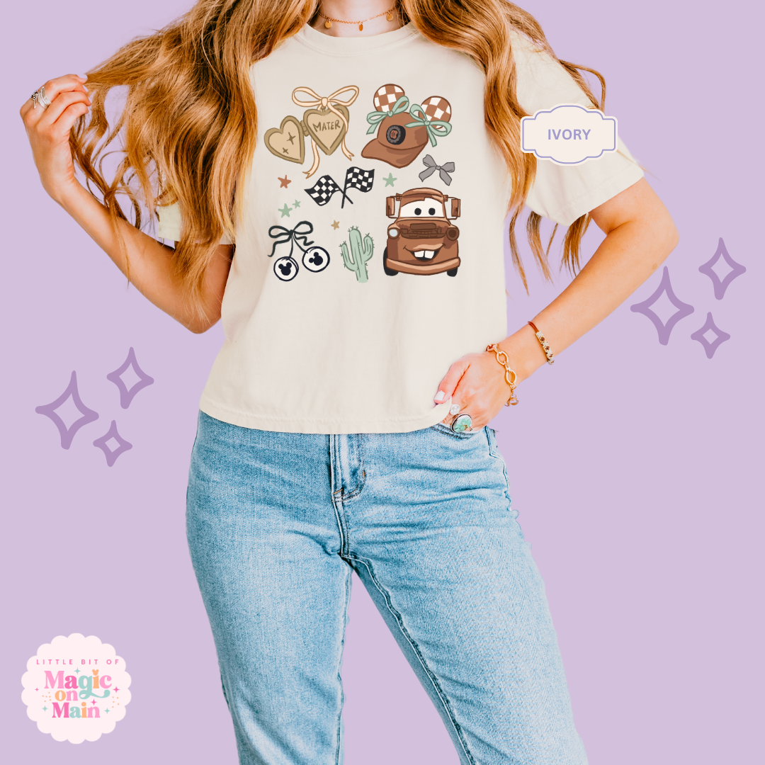 PRINTED BROWN TRUCK COQUETTE - WOMENS BOXY T-SHIRT