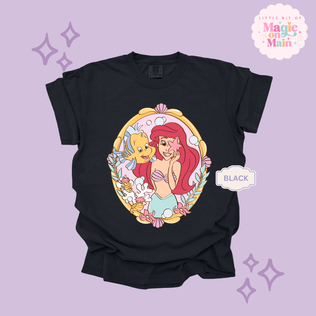 PRINTED MERMAID WITH FISH FRIEND - ADULT T-SHIRT