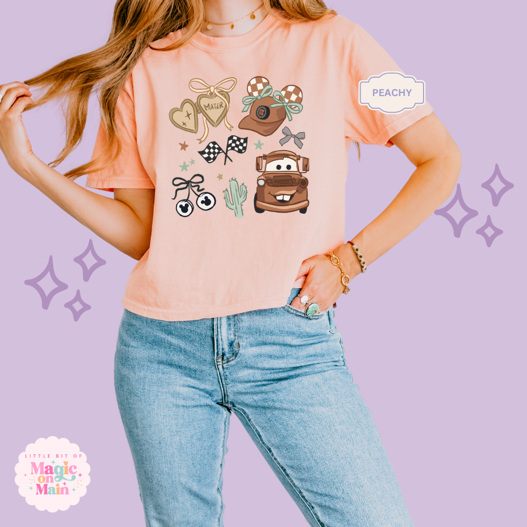 PRINTED BROWN TRUCK COQUETTE - WOMENS BOXY T-SHIRT