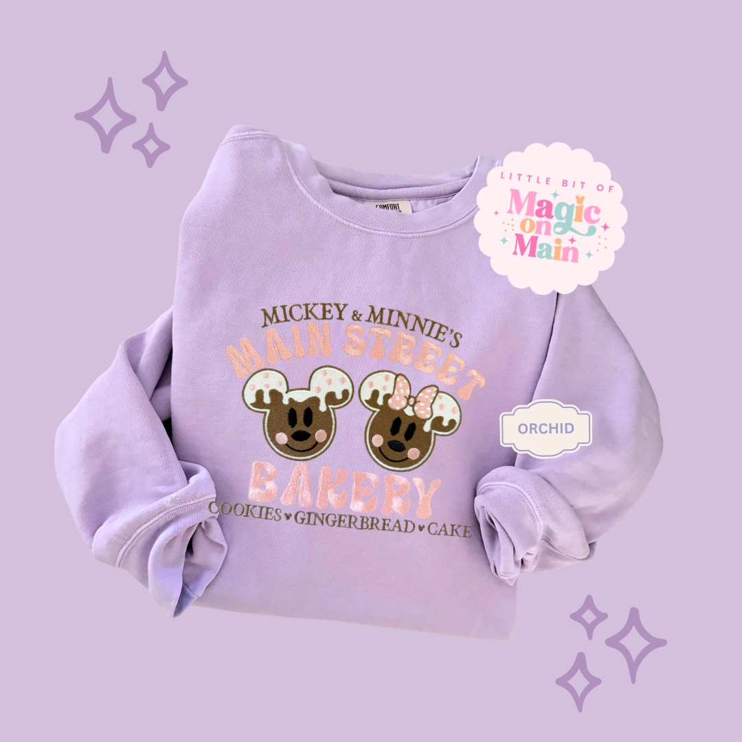 EMBROIDERED MAIN STREET BAKERY PINK - ADULT SWEATSHIRT