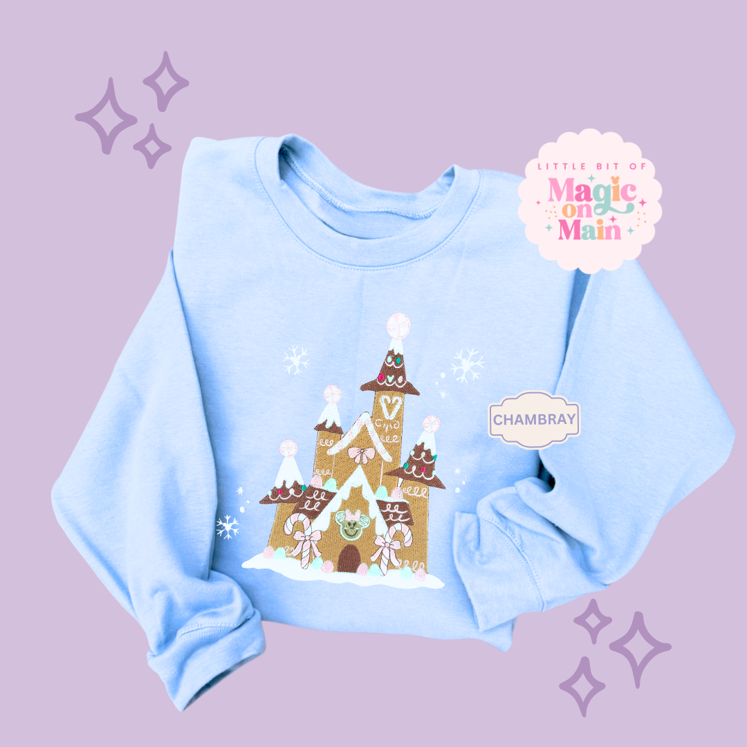 EMBROIDERED GINGERBREAD CASTLE - EXCLUSIVE TO MoM - ADULT SWEATSHIRT
