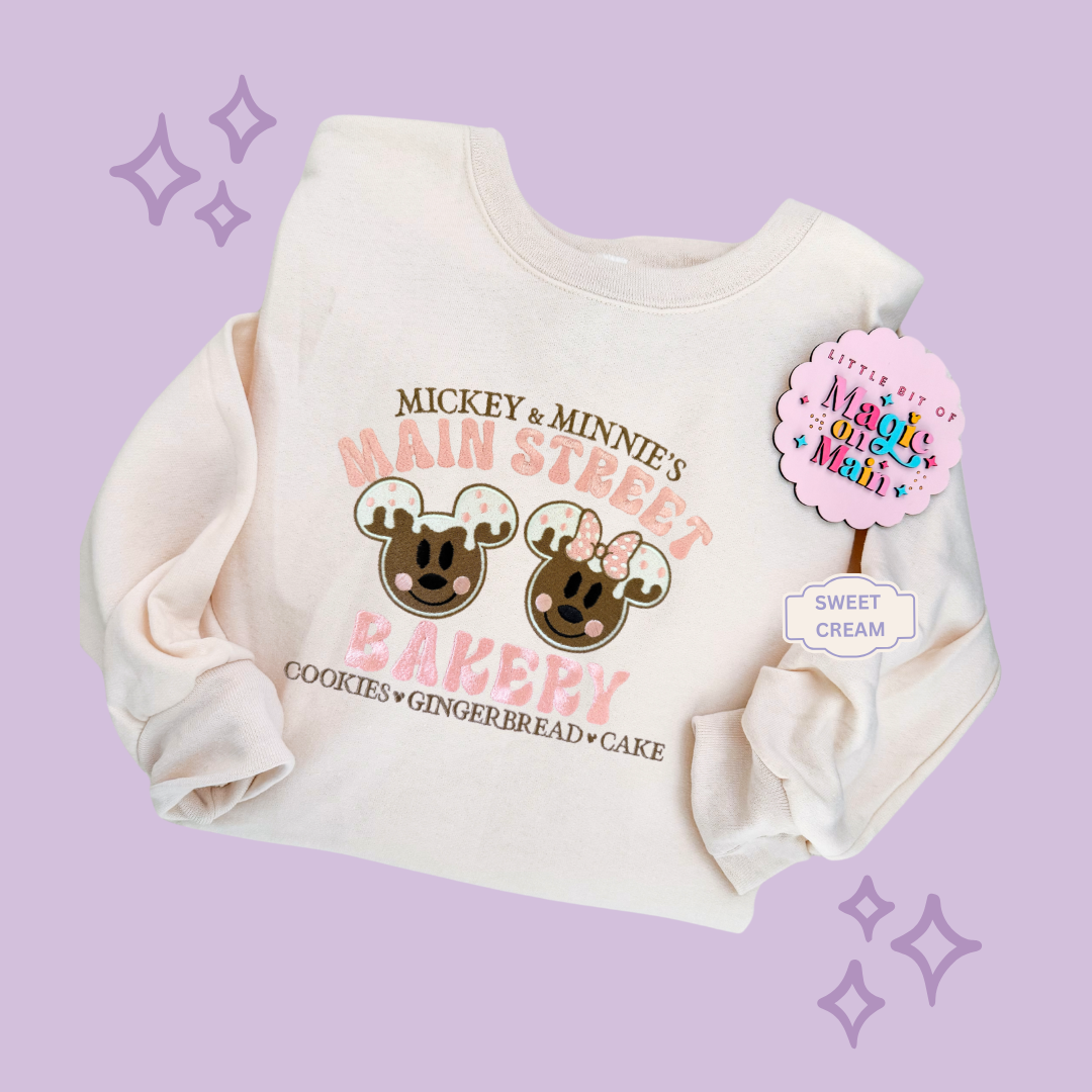 EMBROIDERED MAIN STREET BAKERY PINK - ADULT SWEATSHIRT