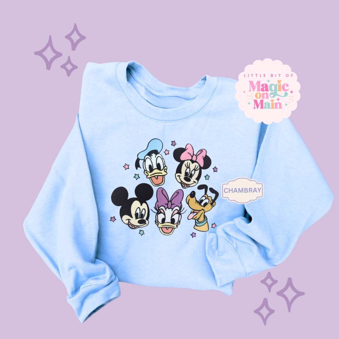EMBROIDERED MCKY AND FRIENDS - ADULT SWEATSHIRT