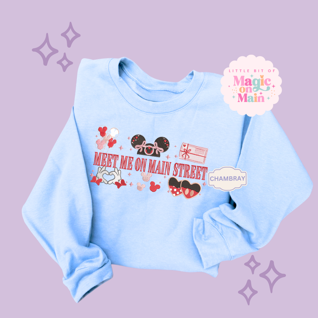 EMBROIDERED MEET ME ON MAIN STREET - EXCLUSIVE DESIGN TO MoM - ADULT SWEATSHIRT 10063