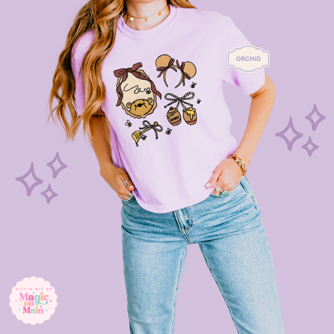 EMBROIDERED WINNIE THE POOH COQUETTE  - WOMENS BOXY T-SHIRT